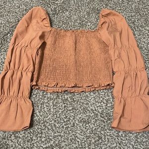 Marie Sleeve Shirred Crop Top
